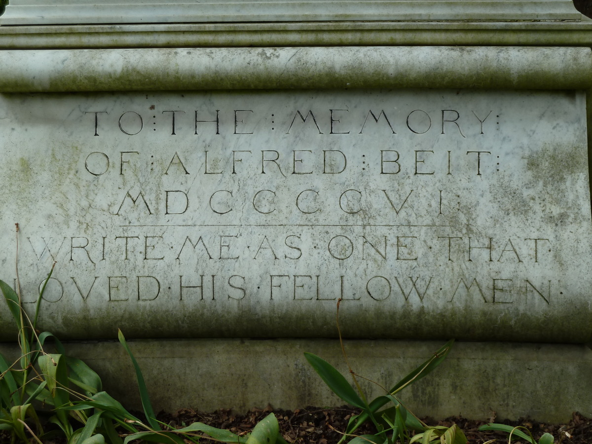 Sir Otto Beit Bt  Memorial stone Epitaph.